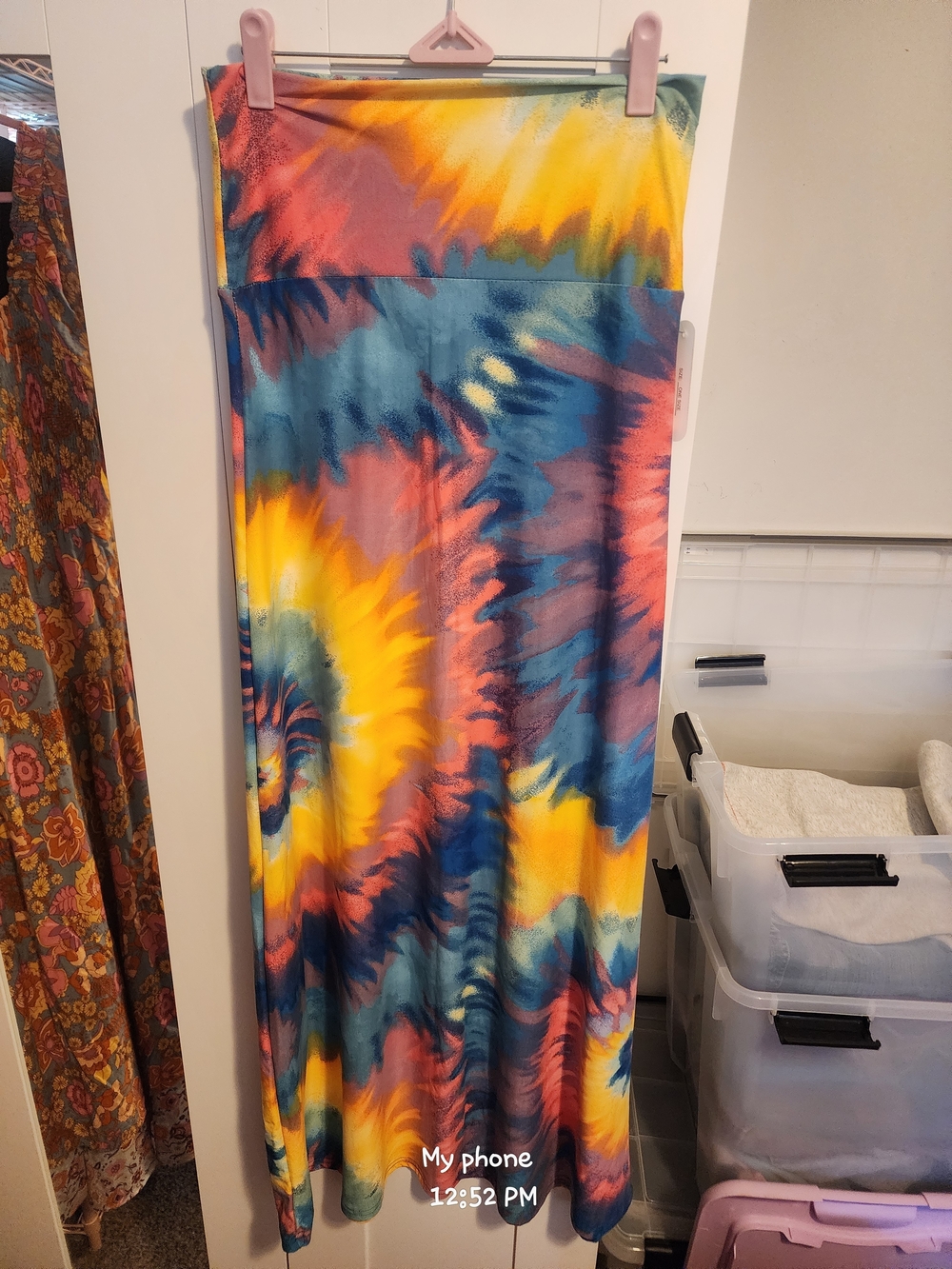 Eve Tie-Dye Maxi Skirt in Yellow, Blue & Pink